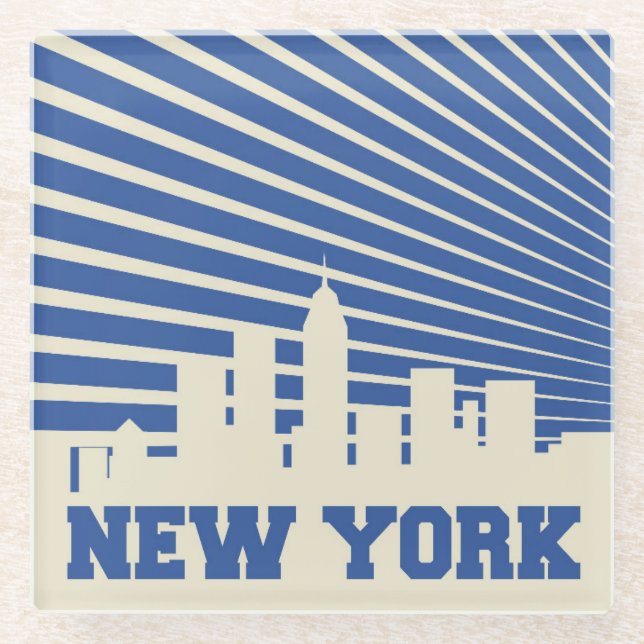 Dessous-de-verre En Verre Bleu de New York (Devant)