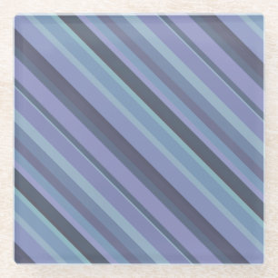 Dessous-de-verre En Verre Bleu-gris bandes diagonales