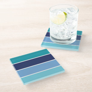 Dessous-de-verre En Verre Bleu rayé