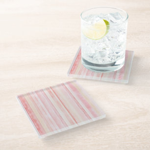 Dessous-de-verre En Verre Bleu rose rayures crème