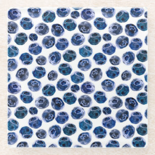 Dessous-de-verre En Verre Bleuets : motif illustré d'aquarelle.