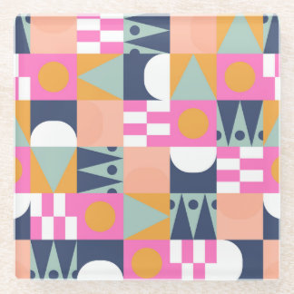 Dessous-de-verre En Verre Bloc de couleur africain, motif géométrique.