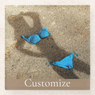 Dessous-de-verre En Verre Blue Bikini Beach Sand Thunder_Cove