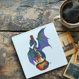 Dessous-de-verre En Verre Blue Dragon Sunburst Guitare Music