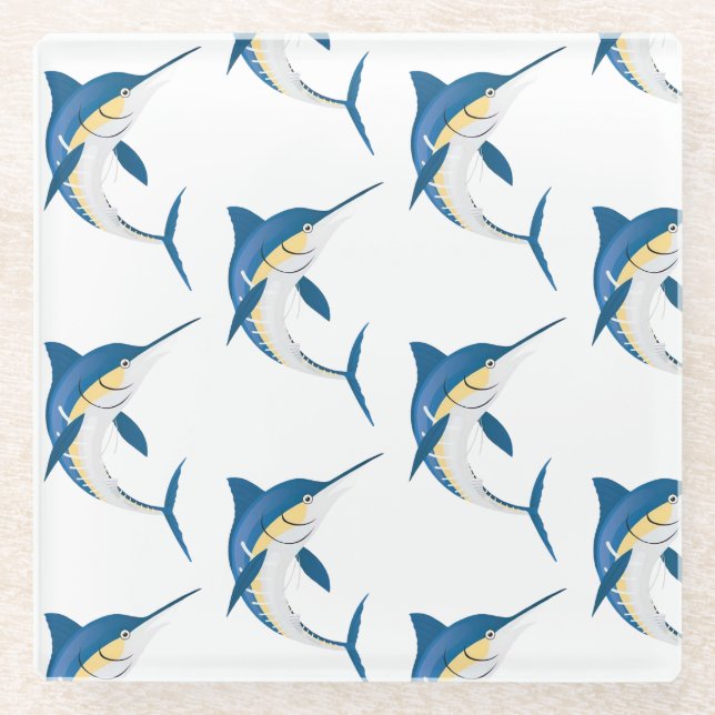 Dessous-de-verre En Verre Blue Marlin deux motifs (Devant)