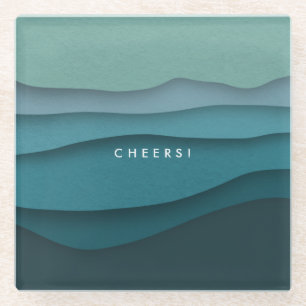 Dessous-de-verre En Verre Blue Ocean Waves cadeau côtier pour elle