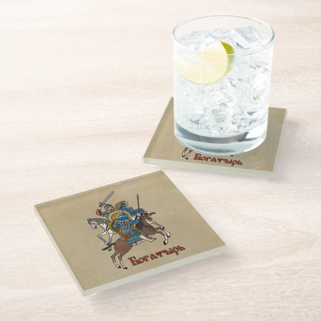 Dessous-de-verre En Verre Bogatyr russe médiéval (Incliné)