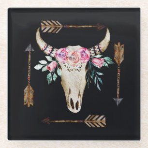 Dessous-de-verre En Verre Bohemian Deer Skull Watercolor Art