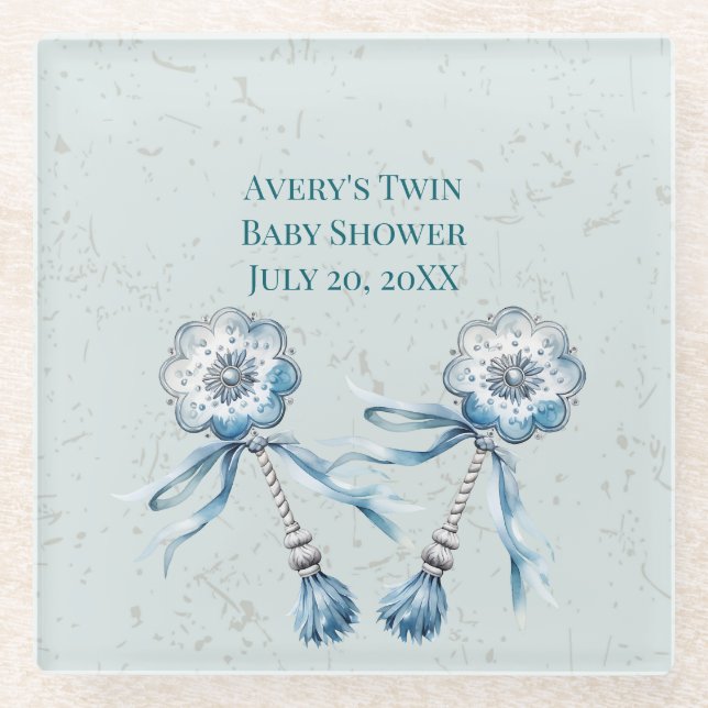 Dessous-de-verre En Verre Boho Blue Baby Rattle (Devant)