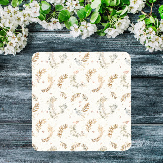 Dessous-de-verre En Verre Boho Chic moderne Beige Neutral Feuille Brown