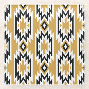 Dessous-de-verre En Verre Boho ethnique : motif géométrique vintage.