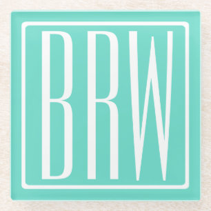 Dessous-de-verre En Verre Bold Modern   White on aqua