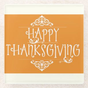 Dessous-de-verre En Verre Bon thanksgiving Script orange