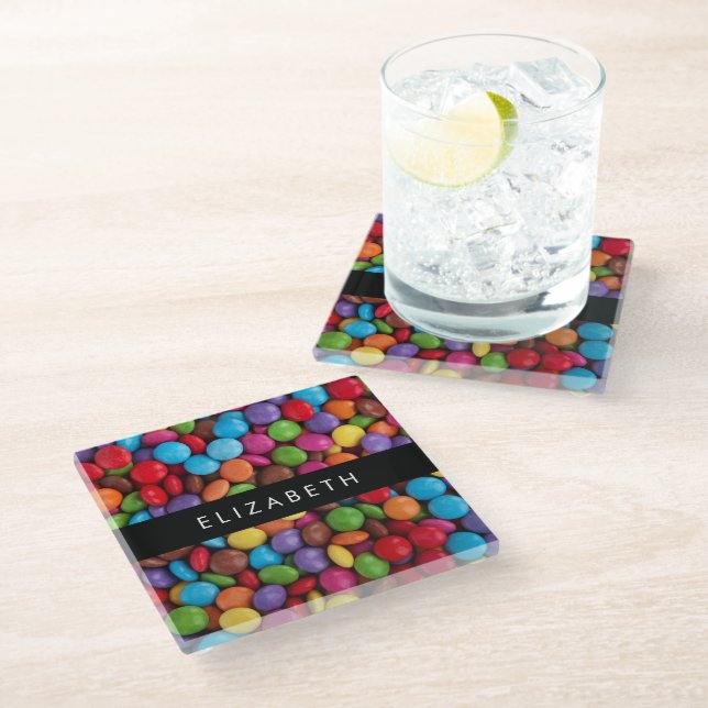 Dessous-de-verre En Verre Bonbons Colorés, Boutons De Bonbons, Sucres, Votre (Incliné)