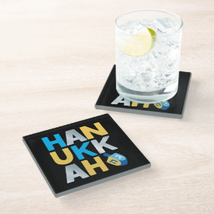 Dessous-de-verre En Verre Bonne Hanoukka