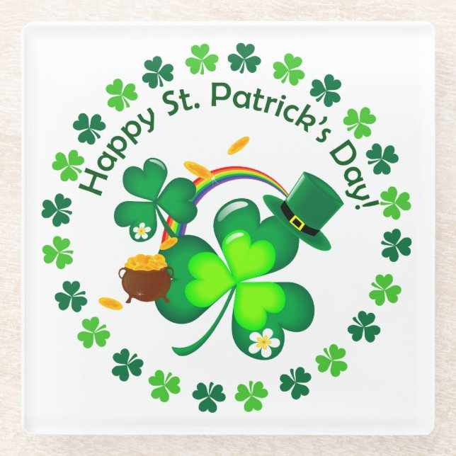 Dessous-de-verre En Verre Bonne Saint Patrick's Day (Devant)