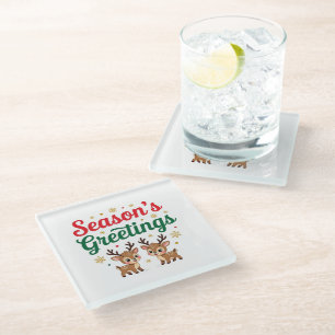 Dessous-de-verre En Verre Bonnes Fêtes Reindeer