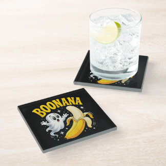 Dessous-de-verre En Verre Boonana Cute Ghost Banana Halloween