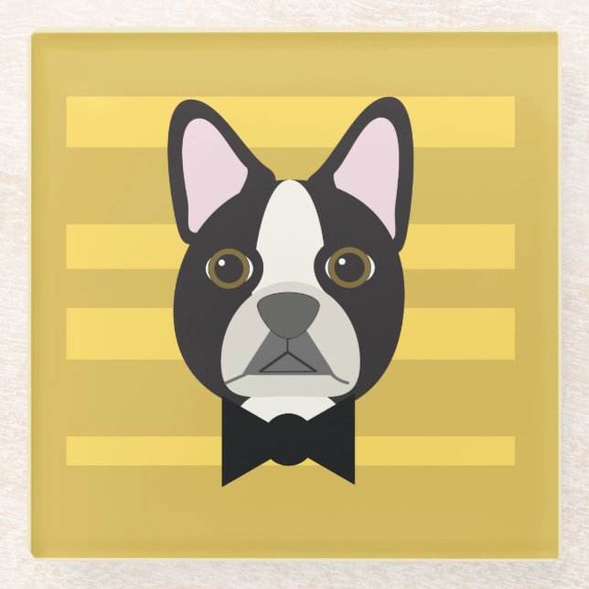 Dessous-de-verre En Verre Boston Terrier (Devant)