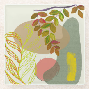 Dessous-de-verre En Verre Botanique Boho jaune vert