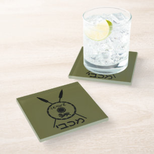 Dessous-de-verre En Verre Bouclier Maccabee Soumis Et Voies