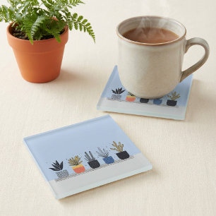 Dessous-de-verre En Verre Bright Botanical pots house Plante Illustration