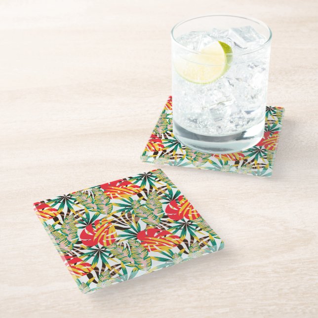 Dessous-de-verre En Verre Bright Tropical (Incliné)