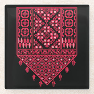 Dessous-de-verre En Verre Broderie palestinienne modèle imprimé Tatreez