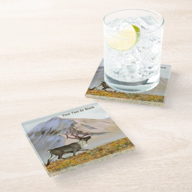 Dessous-de-verre En Verre Brooks Range Caribou (Incliné)
