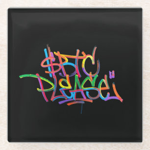 Dessous-de-verre En Verre "$BTC S'il vous plaît" (Style 4)