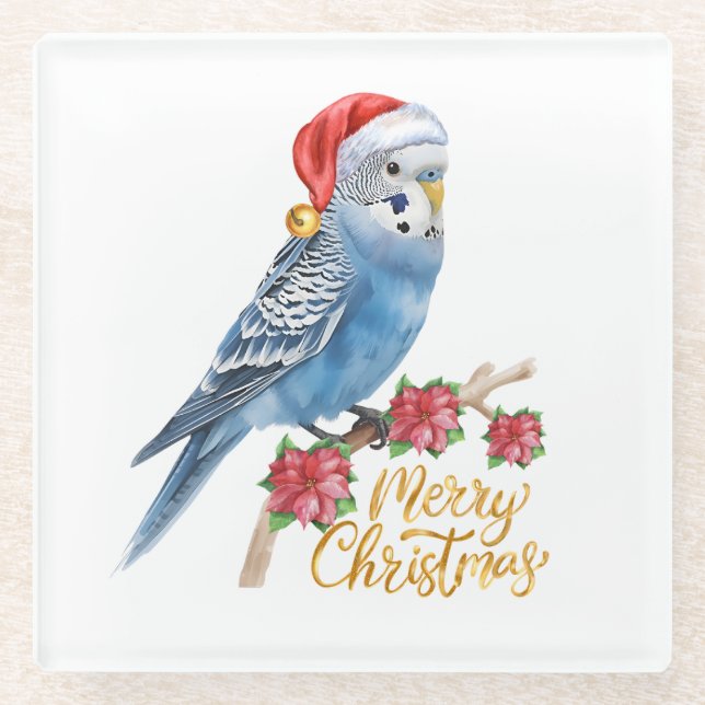 Dessous-de-verre En Verre Budgie Christmas (Devant)