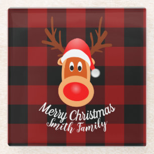 Dessous-de-verre En Verre Buffle de rennes de Noël amusant Plaid sur mesure