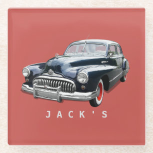 Dessous-de-verre En Verre Buick Custom noir vintage des années 1940