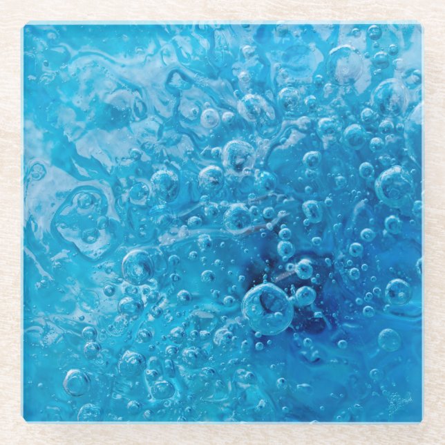 Dessous-de-verre En Verre Bulles bleues sous- abstraites d'océan (Devant)