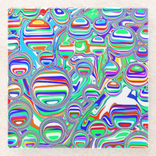 Dessous-de-verre En Verre Bulles colorées Art numérique Abstrait