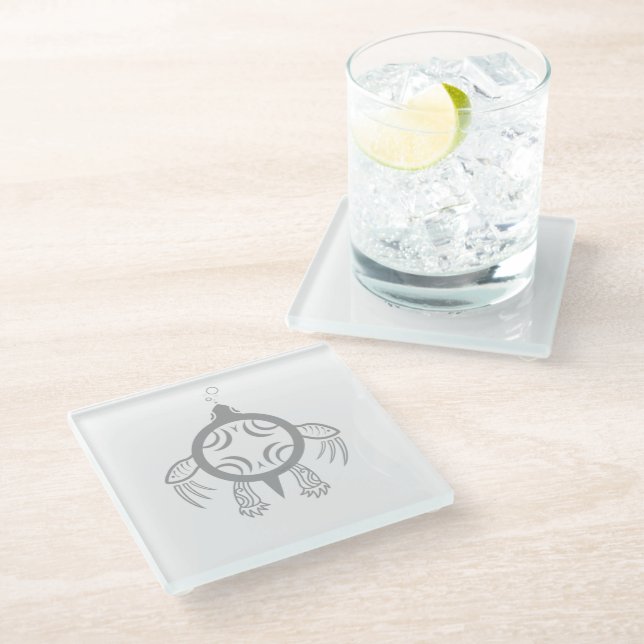 Dessous-de-verre En Verre Bulles de tortues marines (Incliné)