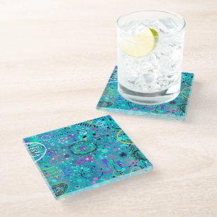 Dessous-de-verre En Verre Bulles d'Océan : Art Maximaliste