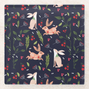 Dessous-de-verre En Verre Bunnies d'art populaire scandinave