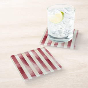 Dessous-de-verre En Verre Burgundy Crème rayures