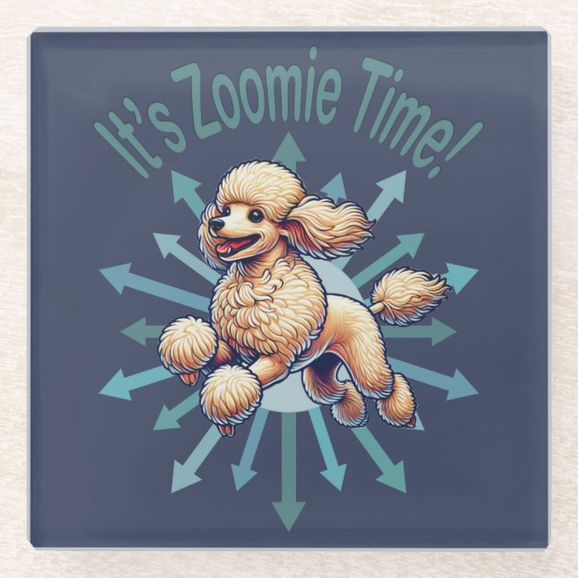 Dessous-de-verre En Verre C’est Zoomie Time Poodle (Devant)