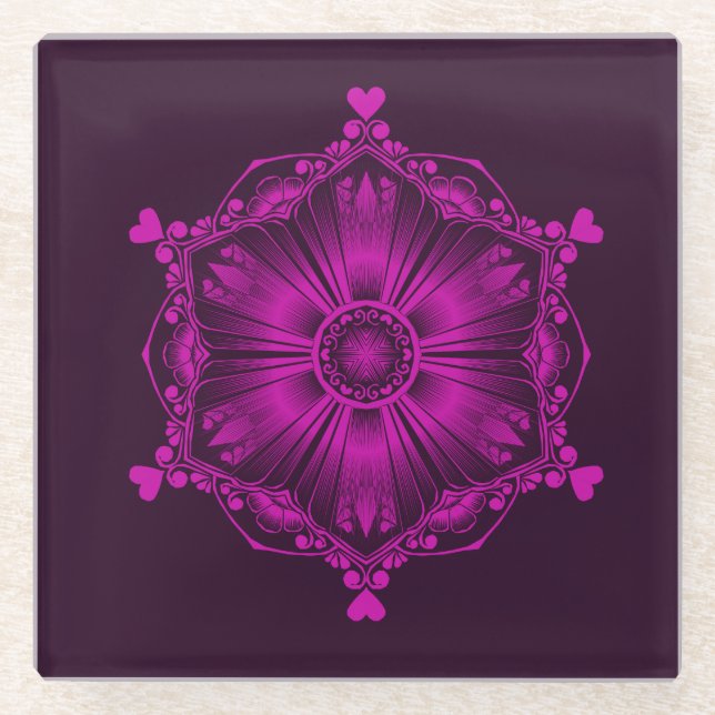 Dessous-de-verre En Verre Caboteur rose d'art d'ordinateur (Devant)