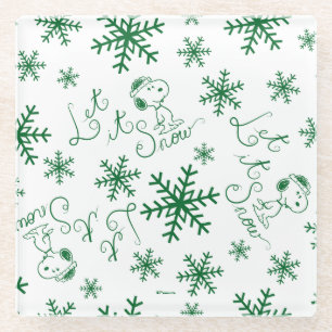 Dessous-de-verre En Verre cacahuètes   Christmas Snoopy Let It Snow Motif
