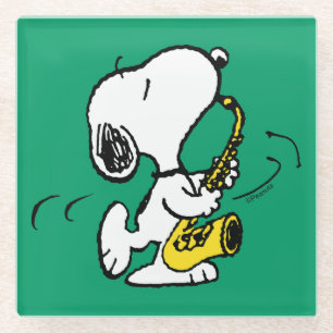 Dessous-de-verre En Verre cacahuètes   Lecteur Snoopy Saxophone