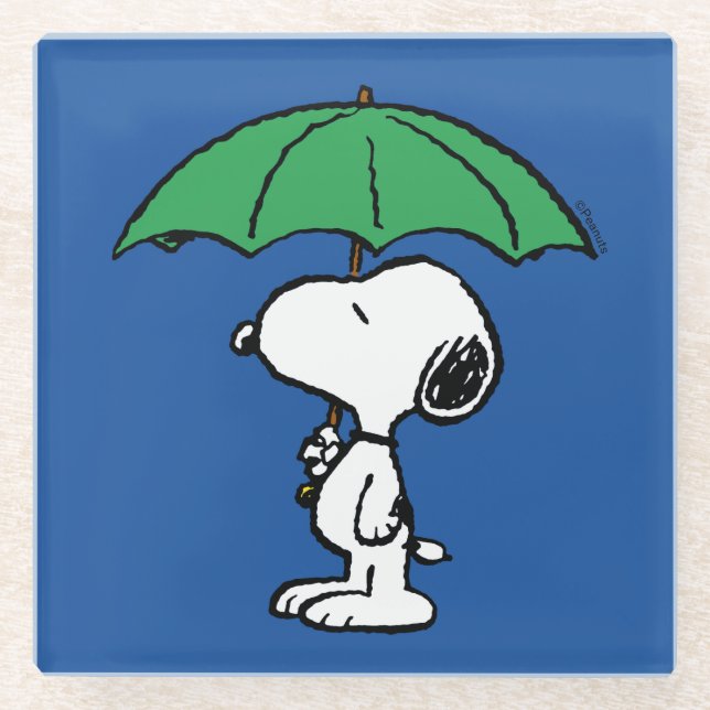 Dessous-de-verre En Verre cacahuètes | Parapluie vert Snoopy (Devant)