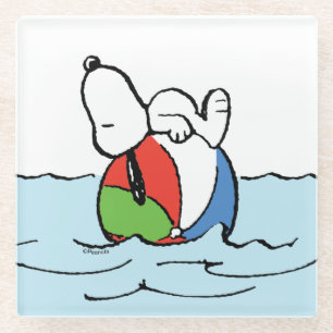 Dessous-de-verre En Verre cacahuètes   Snoopy Beach Ball Beach