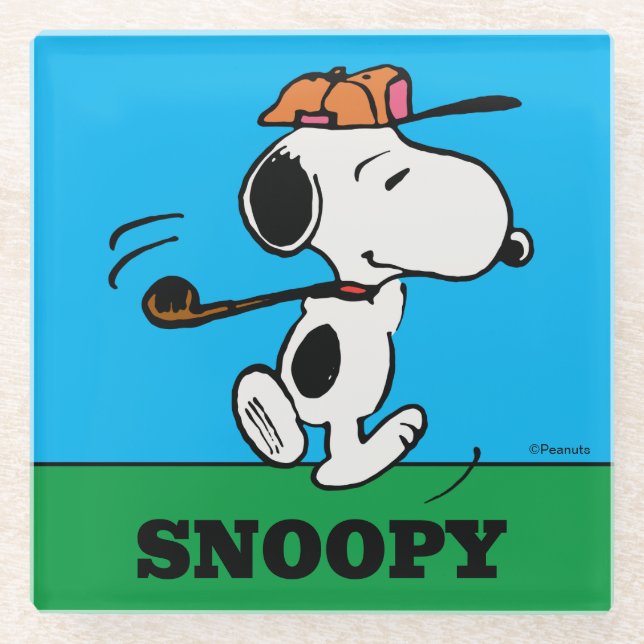 Dessous-de-verre En Verre cacahuètes | Snoopy Golf Swing (Devant)