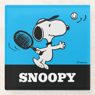 Dessous-de-verre En Verre cacahuètes Snoopy Joue Au Tennis