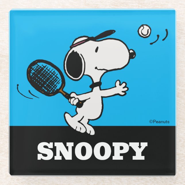 Dessous-de-verre En Verre cacahuètes | Snoopy Joue Au Tennis (Devant)