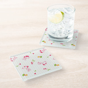 Dessous-de-verre En Verre cacahuètes   Snoopy & Woodstock Cherry Motif