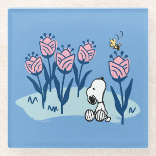 Dessous-de-verre En Verre cacahuètes   Snoopy & Woodstock Flower Garden